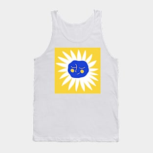 White flower with blue happy face, version 1 Tank Top